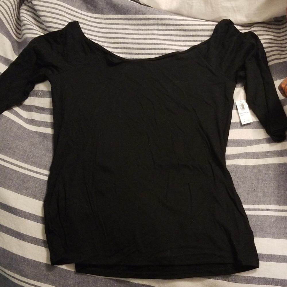 Black basic ¾ length sleeve top